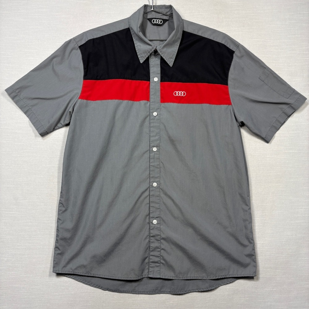 Audi Technician Shirt Mens Large Mechanic Uniform Automotive Short Sleeve